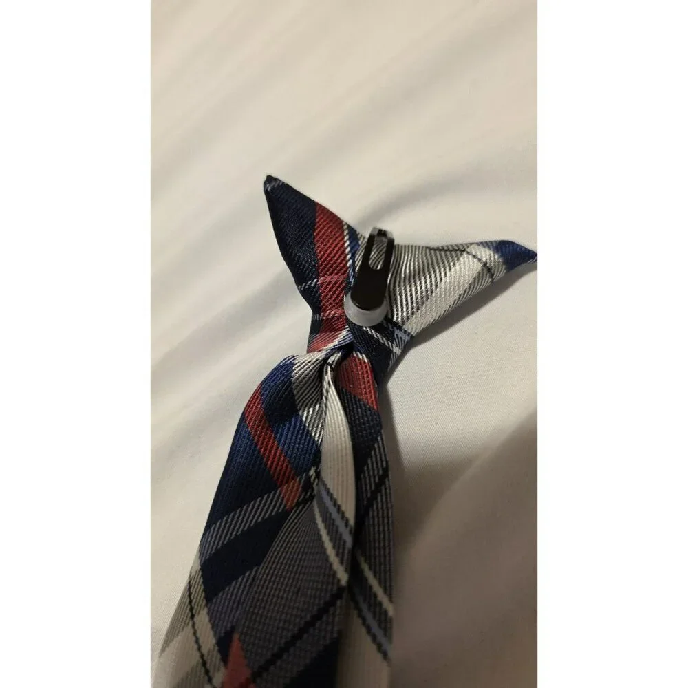 Clip On Tie Kids Boys plaid Neck Tie Preppy Formal Wedding Party Academia Event